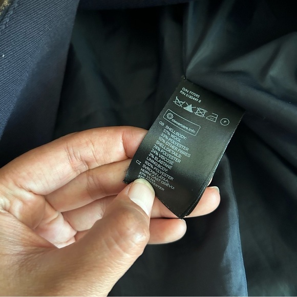 H&M Dark Brown Navy Plaid Wool Blend Coat Women’s 8 - Picture 3 of 10